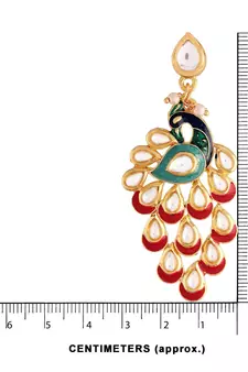 Meena Work Kundan Studded Peacock Design Dangle Earring For Women 
