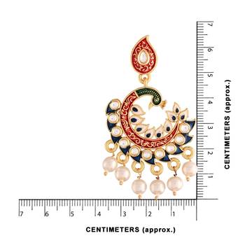 Meena Work Kundan Pearl Studded Peacock Designer Chandbali Earring For Women (E2919Bl) 3