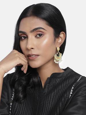 Meena Work Kundan Pearl Studded Peacock Designer Chandbali Earring For Women (E2919Min) 1
