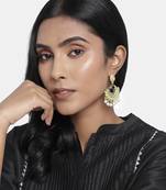 Meena Work Kundan Pearl Studded Peacock Designer Chandbali Earring For Women (E2919Min)