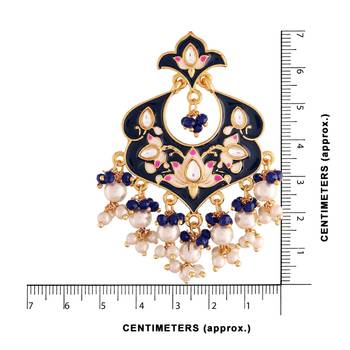 Traditional Meena Work Kundan Pearl Studded Chandbali Earring For Women (E2920Bl) 3