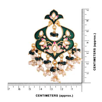 Traditional Meena Work Kundan Pearl Studded Chandbali Earring For Women  3