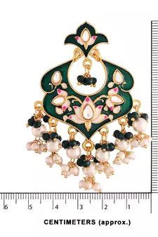 Traditional Meena Work Kundan Pearl Studded Chandbali Earring For Women 