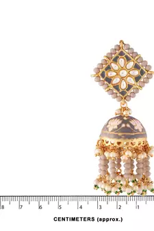 Meena Work Pearl Beads Studded Jhumki Earring For Women 