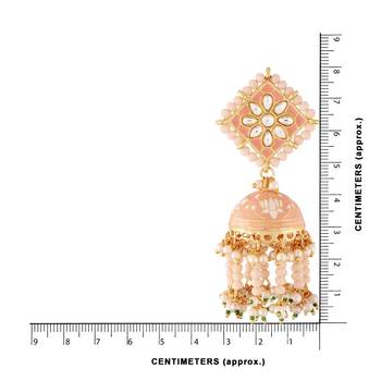 Traditional Meena Work Pearl Beads Studded Jhumki Earring For Women (E2921Pe) 3