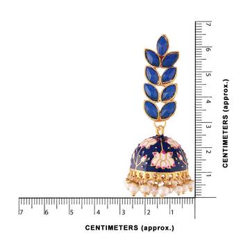 Meena Work Leaf Shaped Jhumki Earring For Women  3