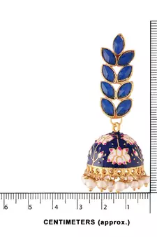 Meena Work Leaf Shaped Jhumki Earring For Women 