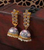 Traditional Meena Work Leaf Shaped Jhumki Earring For Women 