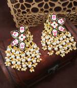 Traditional Meena Work Pearl Kundan Studded Drop Earring For Women (E2923B)