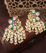 Traditional Meena Work Pearl Kundan Studded Drop Earring For Women (E2923G)