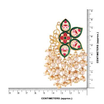 Traditional Meena Work Pearl Kundan Studded Drop Earring For Women (E2923G) 3