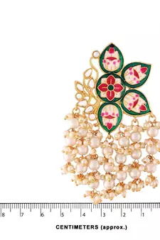 Traditional Meena Work Pearl Kundan Studded Drop Earring For Women (E2923G)