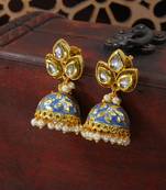 Meena Work Pearl Studded Jhumki Earring For Women (E2924Bl)