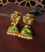 Meena Work Pearl Studded Jhumki Earring For Women (E2924G)