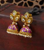 Meena Work Pearl Studded Jhumki Earring For Women (E2924Pu)