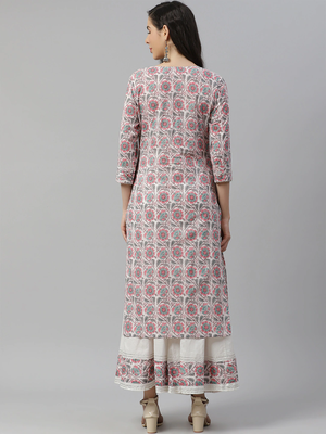 Divena White Printed Kurta with Palazzo Set 2