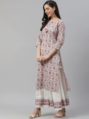 Divena White Printed Kurta with Palazzo Set 3