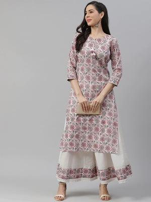 Divena White Printed Kurta with Palazzo Set 4