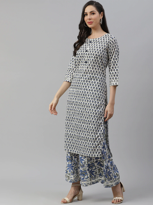 Divena White Gota Work Kurta with Palazzo Set 3