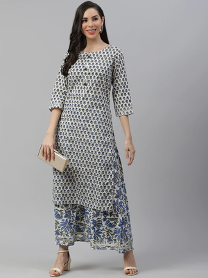 Divena White Gota Work Kurta with Palazzo Set 1