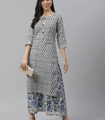 Divena White Gota Work Kurta with Palazzo Set