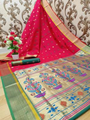 Red Colore Banarasi Silk Saree With Weaving Work Beautiful Party Wear And Wedding Wear Saree Classy Look Saree 2