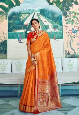Yellow Colore Banarasi Silk Saree With Weaving Work Beautiful Party Wear And Wedding Wear Saree Classy Look Saree 1