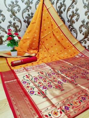 Yellow Colore Banarasi Silk Saree With Weaving Work Beautiful Party Wear And Wedding Wear Saree Classy Look Saree 2
