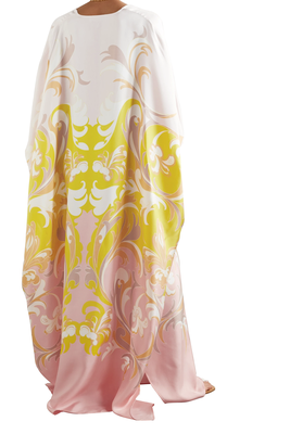 JSDC Women's V Neck Style Printed Satin Silk Kaftan Top 2