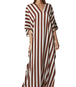 JSDC Striped Printed Ankle Length Satin Silk Kaftan For Women