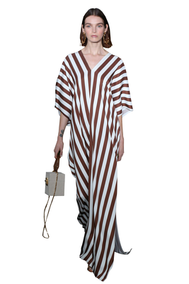 JSDC Striped Printed Ankle Length Satin Silk Kaftan For Women 2