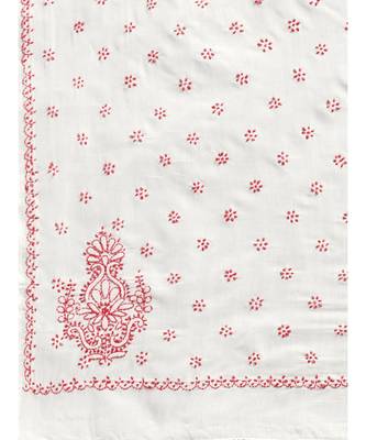 Ada Women's Hand Embroidered White Cotton Lucknow Chikankari Saree with Blouse A100203 3