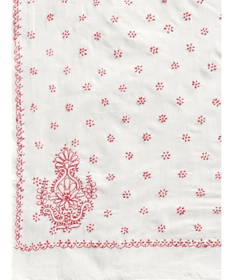 Ada Women's Hand Embroidered White Cotton Lucknow Chikankari Saree with Blouse A100203