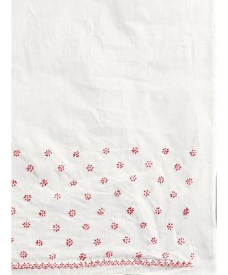 Ada Women's Hand Embroidered White Cotton Lucknow Chikankari Saree with Blouse A100203 5