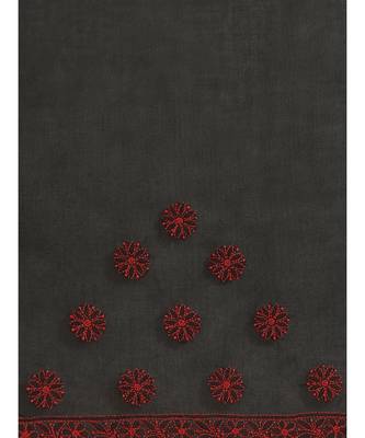 Ada Women's Hand Embroidered Black Cotton Lucknow Chikankari Saree With Blouse - A311205 5