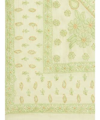 Ada Women's Hand Embroidered Lemon Cotton Lucknow Chikankari Saree With Blouse - A311212 3