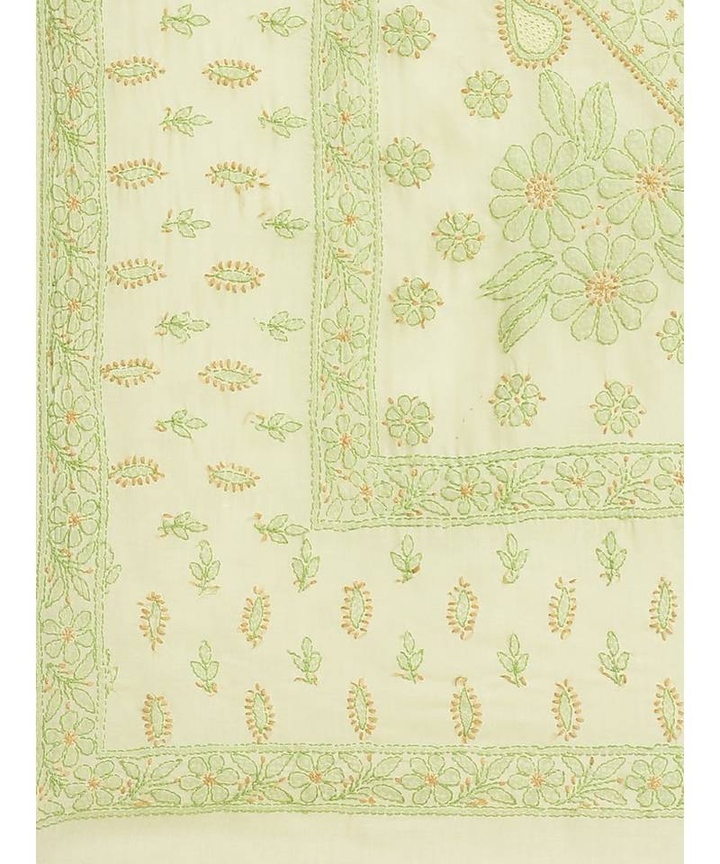 Ada Women's Hand Embroidered Lemon Cotton Lucknow Chikankari Saree With Blouse - A311212