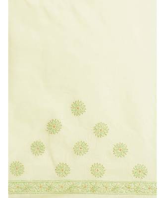 Ada Women's Hand Embroidered Lemon Cotton Lucknow Chikankari Saree With Blouse - A311212 5