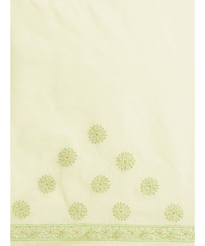 Ada Women's Hand Embroidered Lemon Cotton Lucknow Chikankari Saree With Blouse - A311212