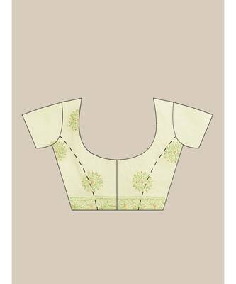 Ada Women's Hand Embroidered Lemon Cotton Lucknow Chikankari Saree With Blouse - A311212 6