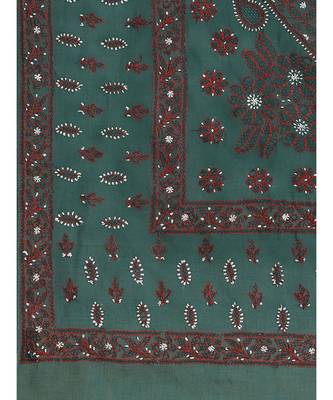 Ada Women's Hand Embroidered Green Cotton Lucknow Chikankari Saree With Blouse - A311208 3