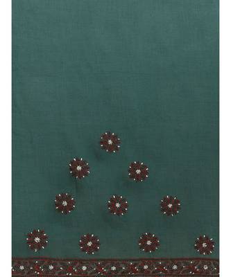 Ada Women's Hand Embroidered Green Cotton Lucknow Chikankari Saree With Blouse - A311208 5