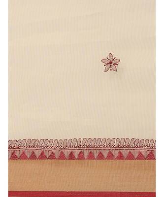 Ada Women's Hand Embroidered Fawn Kota Lucknow Chikankari Saree With Blouse - A311241 4