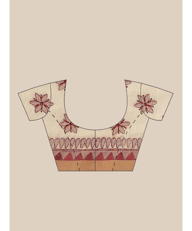 Ada Women's Hand Embroidered Fawn Kota Lucknow Chikankari Saree With Blouse - A311241