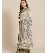 Ada Women's Hand Embroidered Fawn Kota Lucknow Chikankari Saree With Blouse - A311259