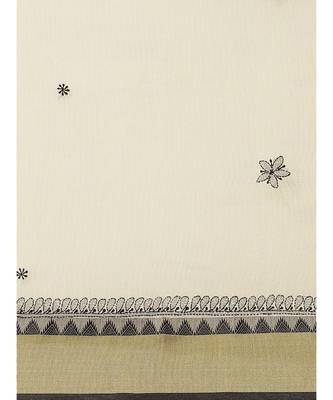 Ada Women's Hand Embroidered Fawn Kota Lucknow Chikankari Saree With Blouse - A311259 4