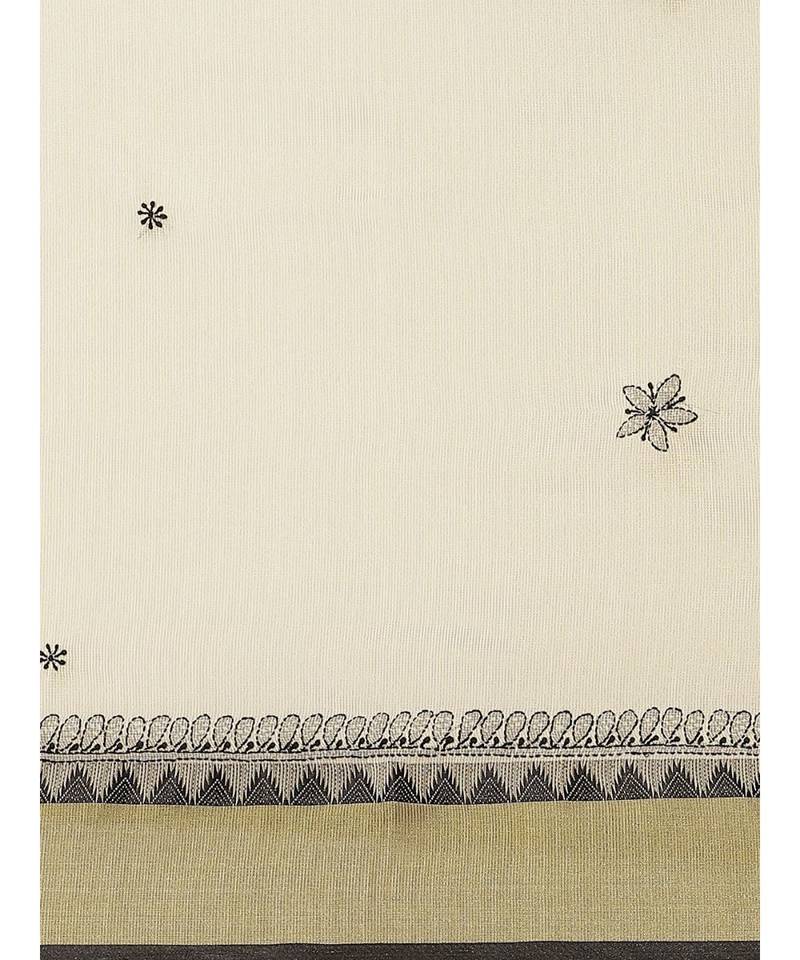 Ada Women's Hand Embroidered Fawn Kota Lucknow Chikankari Saree With Blouse - A311259