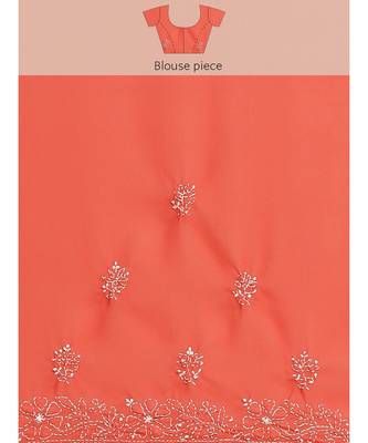 Ada Women's Hand Embroidered Brick Red Georgette Lucknow Chikankari  Saree With Blouse - A311281 6