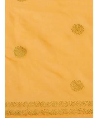 Ada Women's Hand Embroidered Mustard Cotton Lucknow Chikankari  Saree With Blouse- A311144 4