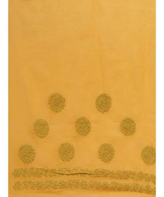Ada Women's Hand Embroidered Mustard Cotton Lucknow Chikankari  Saree With Blouse- A311144 5